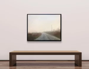 Oil painting of a foggy road in the Wicklow countryside