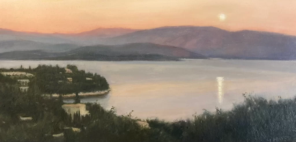 Corfu commission painting by Deirdre Hayes commissioned as a wedding gift