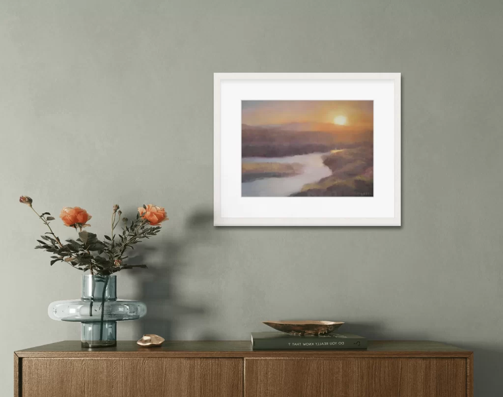 Castlegregory sunset print painting by Deirdre Hayes