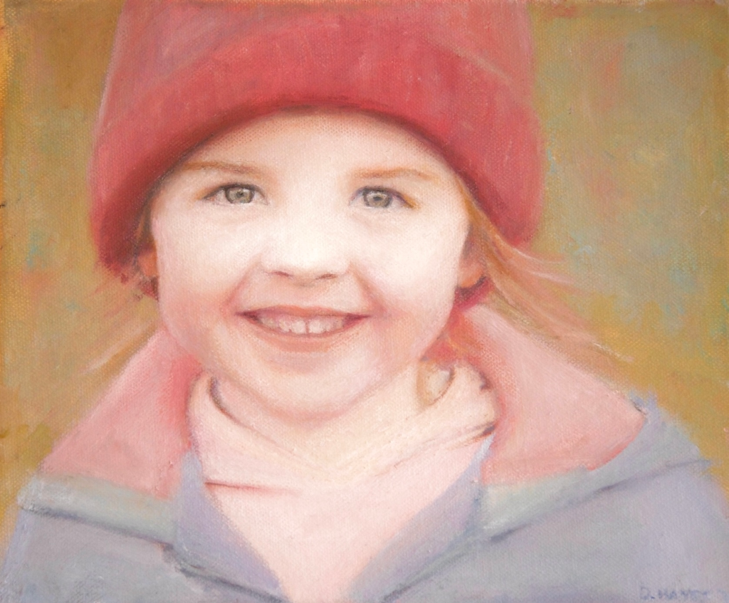 Children's oil portrait painting by Dublin portrait artist Deirdre Hayes – soft natural likeness and warm light