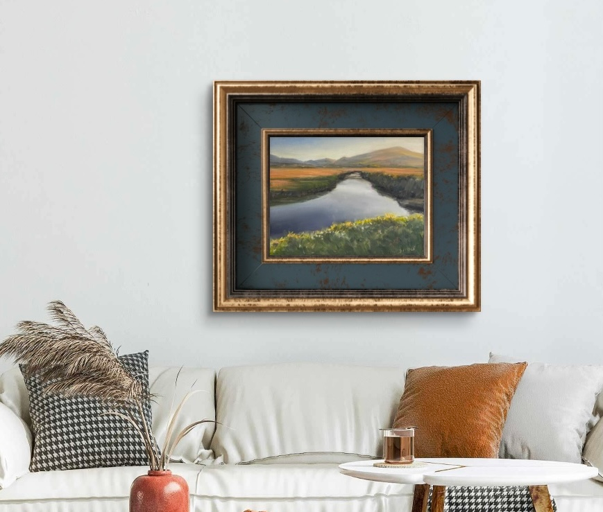 Castlegregory lake and hillside landscape oil painting in caher road in Co. Kerry on the Dingle Peninsula along the Wild Atlantic Way, by Deirdre Hayes.